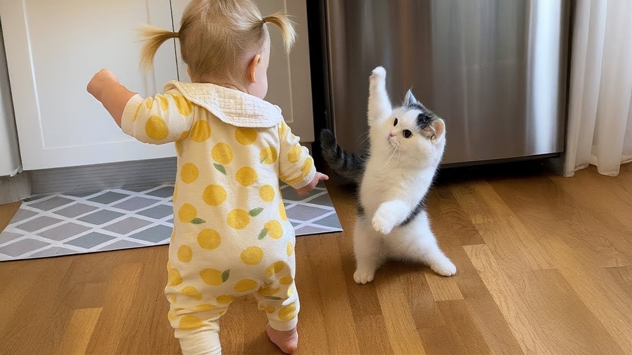 Когда кошка становится маленьким охранником, защищая вашего малыша по мере его роста 😻 😸 🐾