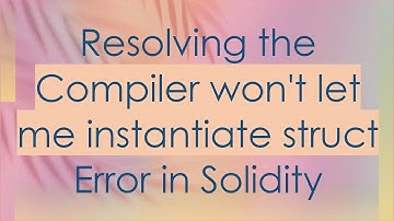 Resolving the Compiler won