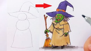 Comment dessiner une sorcière simple screenshot 4