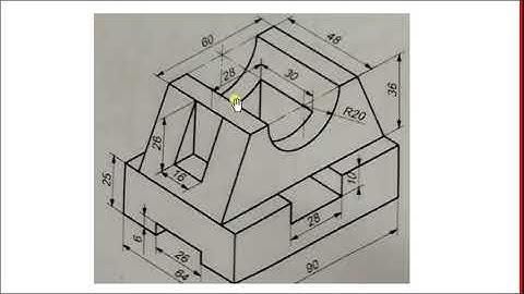 Đề thi, Đáp án | Vẽ kỹ thuật - Vẽ ba hình chiếu vật thể - Bài 6