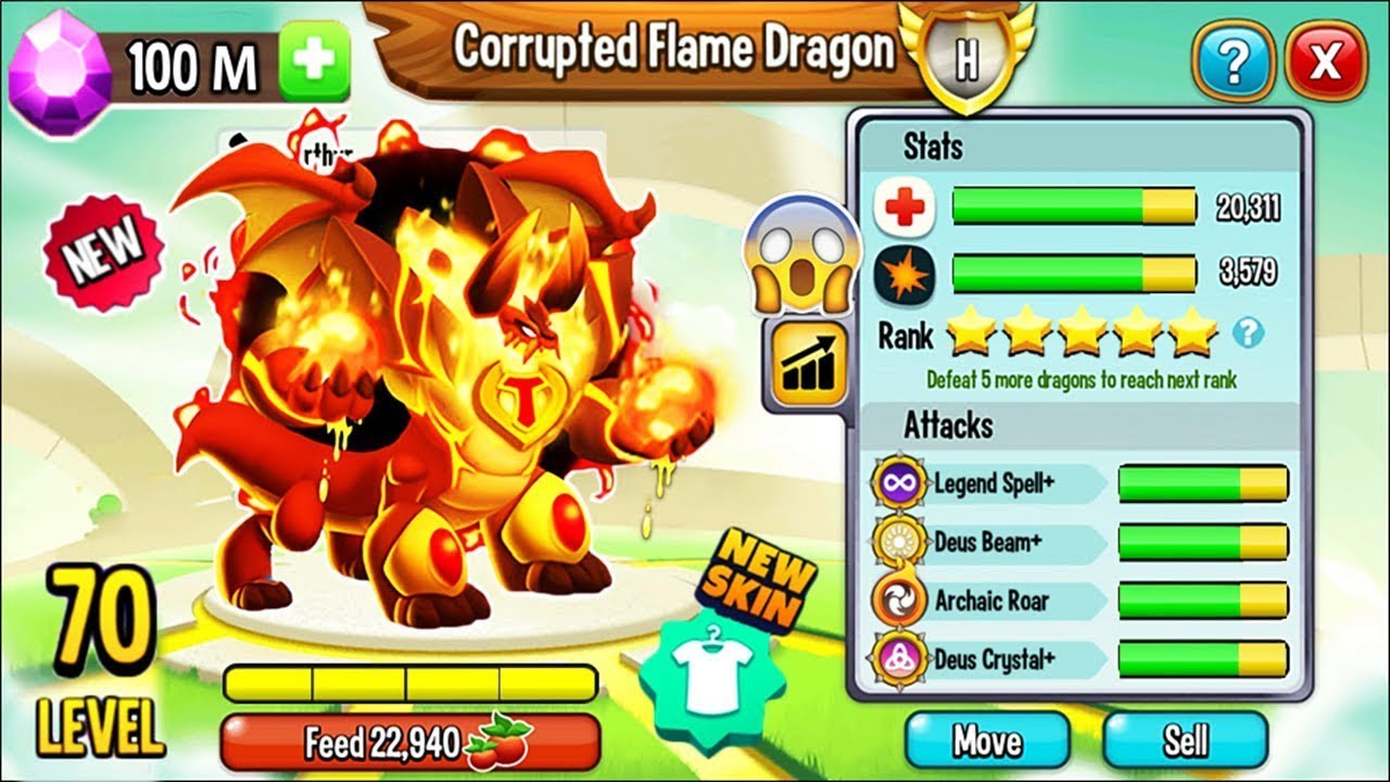 CORRUPTED FLAME DRAGON MAX 5 🌟 LV70 | DRAGON CITY