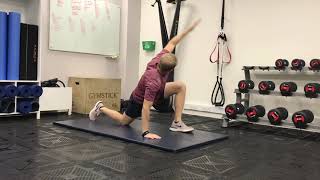 Split Stance Hip Opener W/T-Spine Rotation