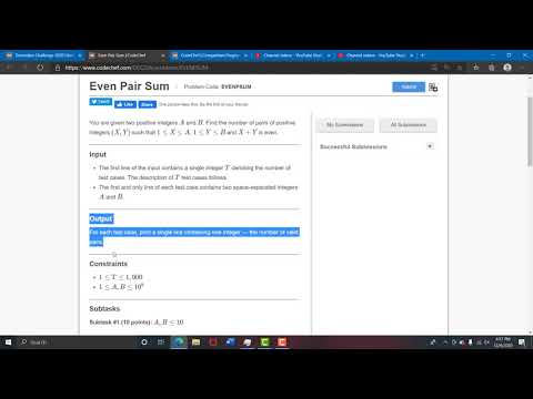 Even Pair Sum CodeChef December Long Challenge 2020