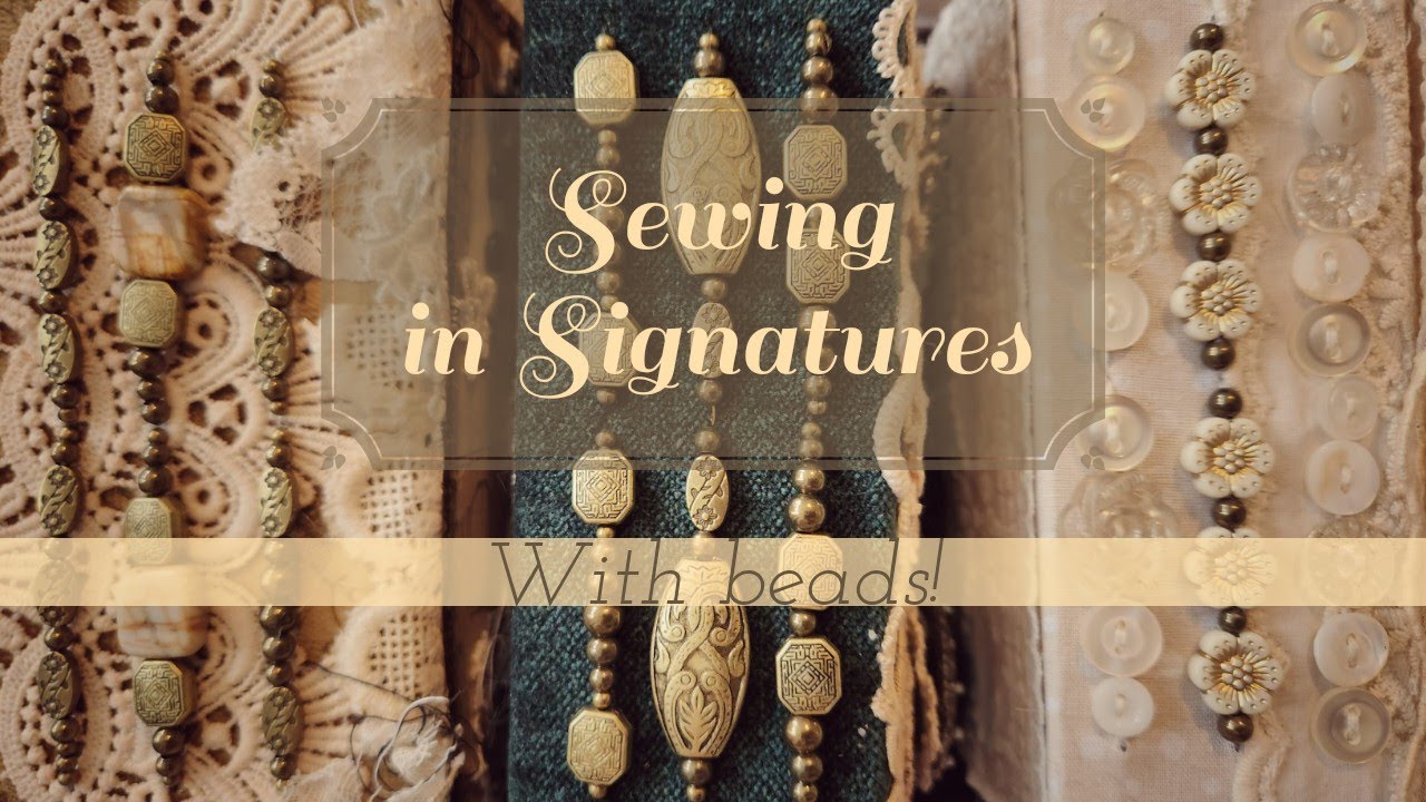 Sewing in the Junk Journal Signatures- more 