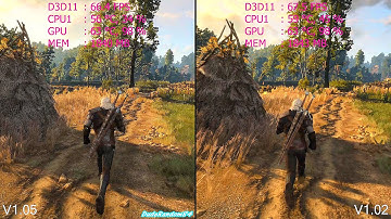 The Witcher 3 Wild Hunt Patch V1.02 Vs V1.05 Frame Rate Comparison