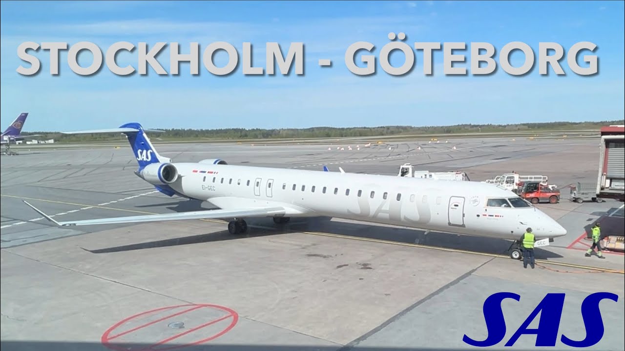 Flying Scandinavian Airlines from Stockholm to Göteborg. Sweden