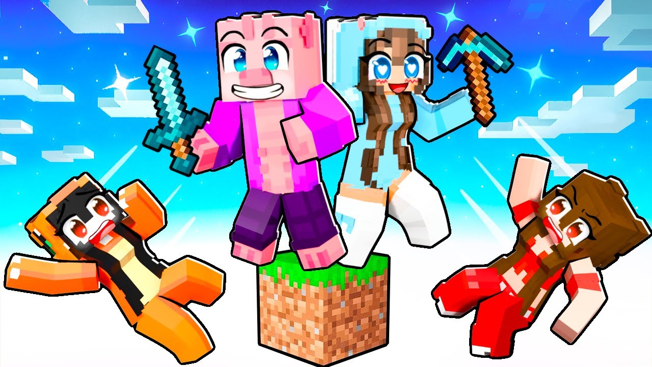 Moje EX PŘÍTELKYNĚ potkala HOLKY na JEDNOM BLOCKU v Minecraftu!