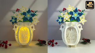 How To Make Paper Cut Lantern Vase Christmas 1