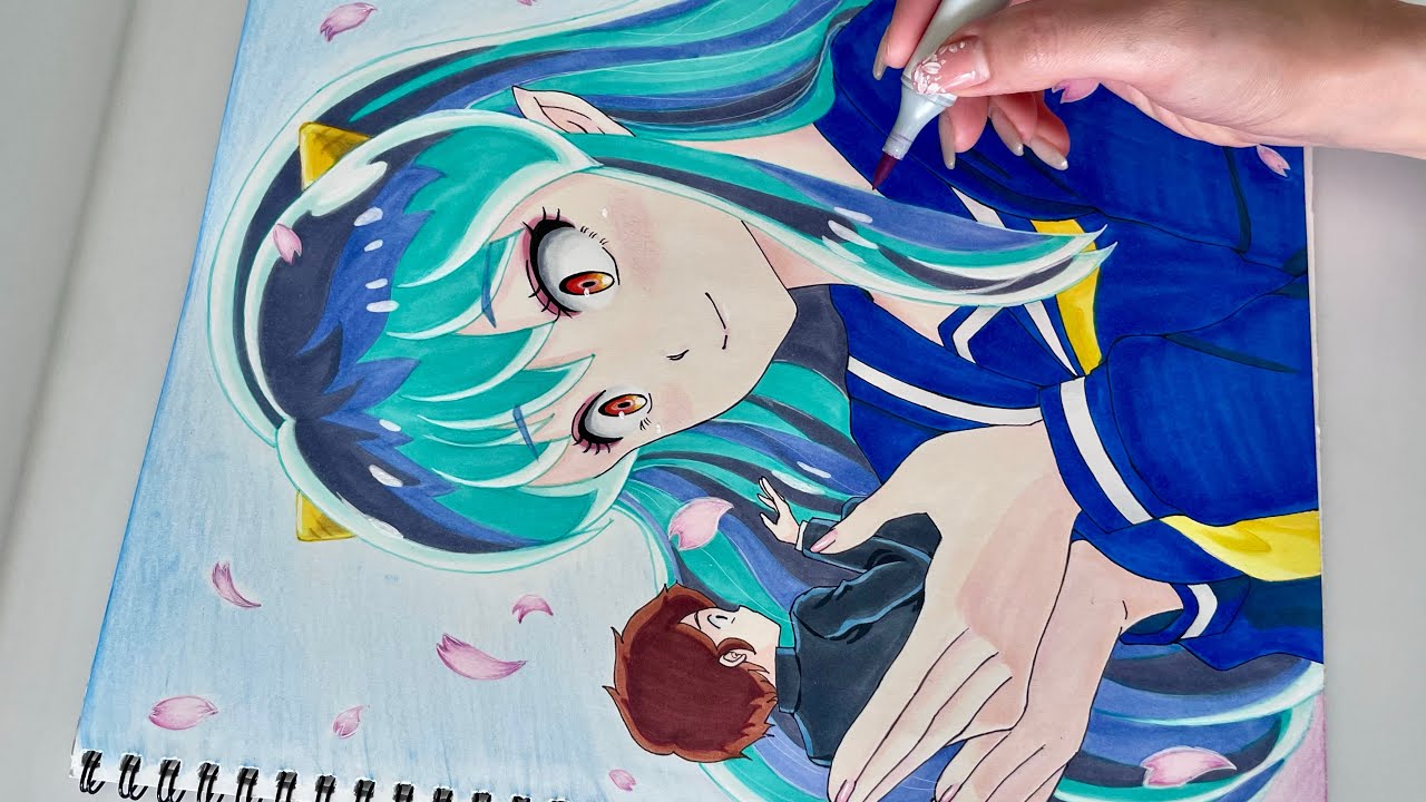 【うる星やつら】ラム&あたる描いてみた🌸 - YouTube