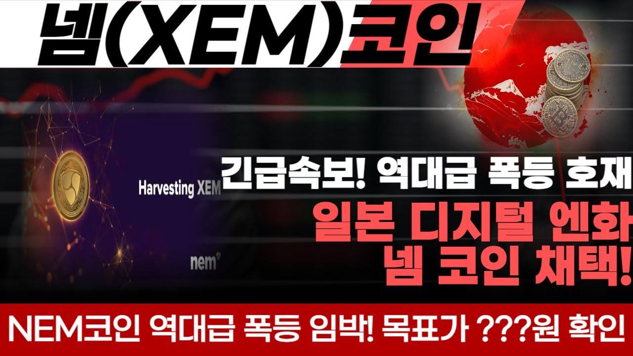 넴 코인] 일본 정부 디지털 엔화 넴코인으로 채택!? 역대급 호재 터졌다 NEM코인 추가 급등 호재와 반등 시기 목표가 