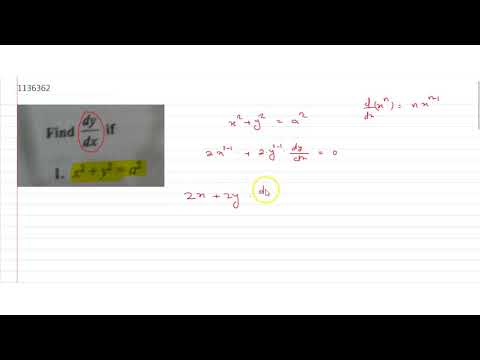 Video Find `(dy)/(dx)` if `x^2 y^2=a^2` - youtube