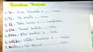 Pronombres Posesivos 📝 Ejercicios