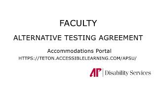 Faculty Testing Agreement