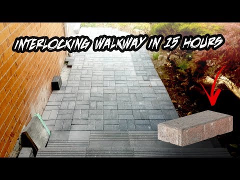 How To Build Paver Patio with Stairs over Existing Concrete. DIY Interlocking Paver Walkway in 1 day
