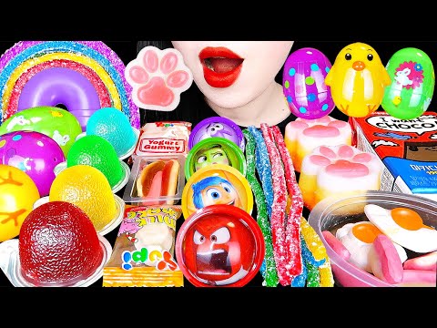 ASMR RAINBOW DESSERTS 다양한 무지개 인사이드아웃 해외 간식 디저트 COLORFUL SNACK JELLY CANDY EATING SOUNDS MUKBANG 먹방