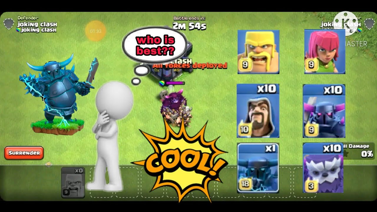 Max level Super  P.E.K.K.A vs all max level troops .