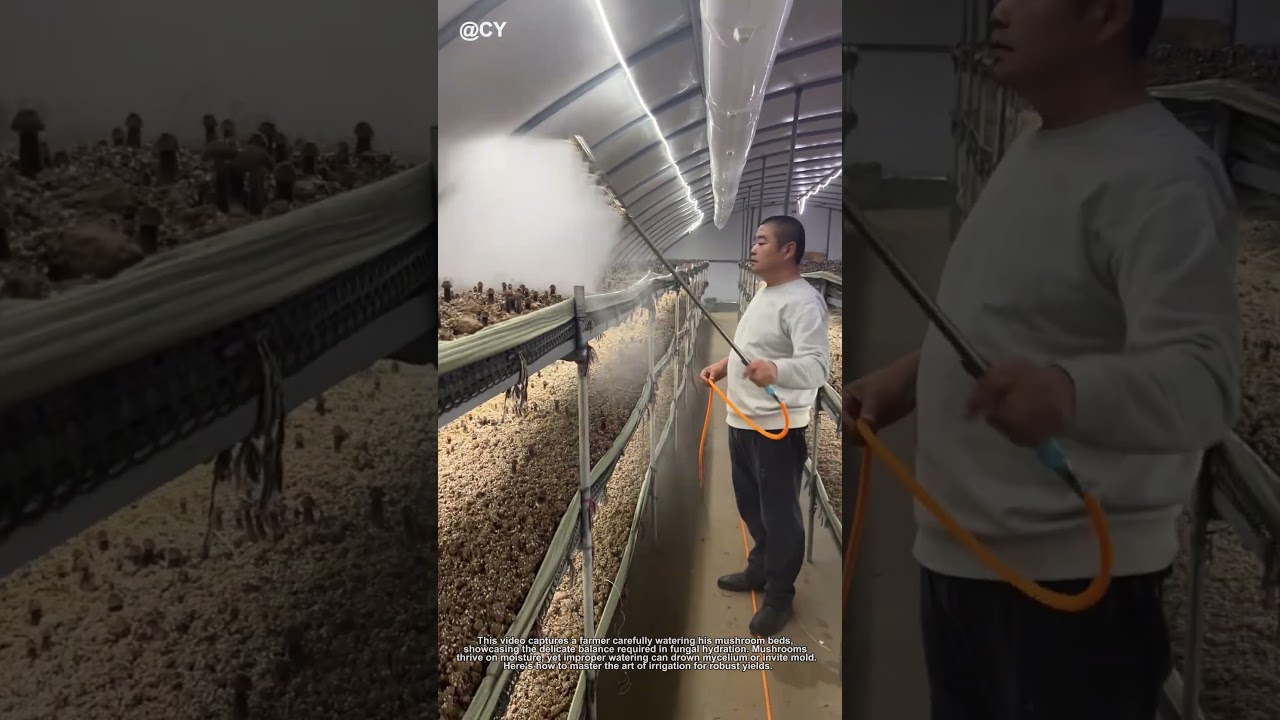 "Smart Mushroom Farming! The Right Way to Water Your Fungi 🌱💧"