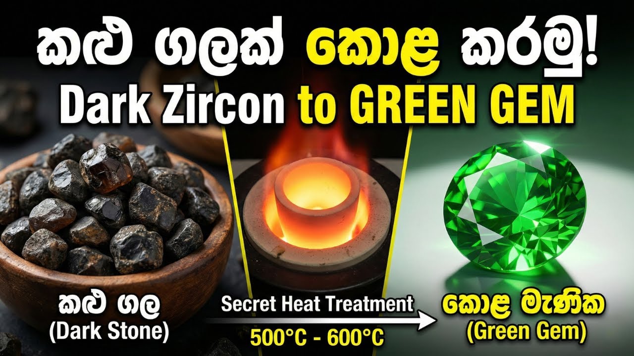 කළු ගල් කොළ පාට කරන රහස! 🟢 - How to Turn Dark Zircon Green (Heat Treatment)