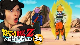 GOKU MEETS TRUNKS... | DBZ: Abridged REACTION Episode 34