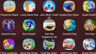Popsicle Stack,Long Neck Run,Join Blob Clash 3D,Snake Run Race,Giant Rush!,Unicorn Run,Sonic Dash