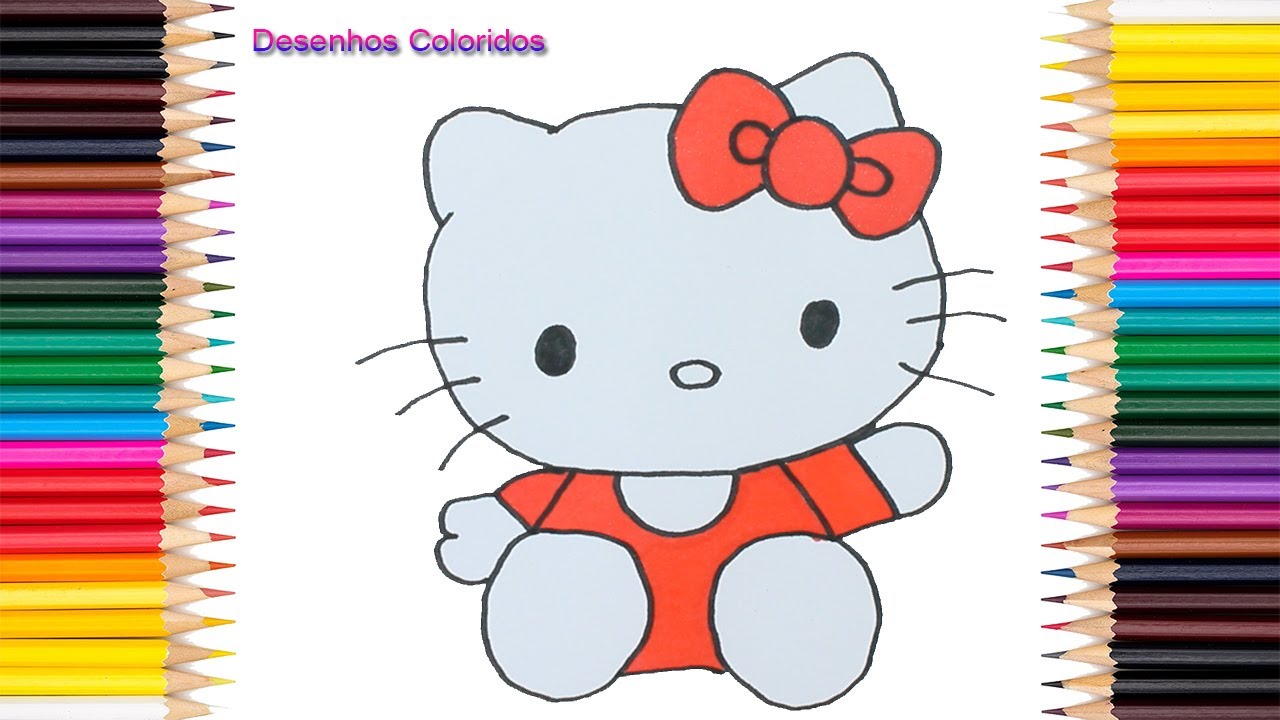 Hello Kitty como desenhar e colorir 