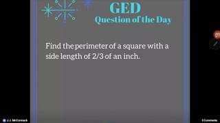 GED® Math: Perimeter of Square with Fraction (1.4, Bgn, # 20)