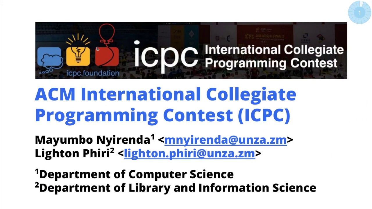 Acm International Collegiate Programming Contest Icpc Info Session At The University Of Zambia Youtube Acm International Collegiate Programming Contest Icpc Info Session At The University Of Zambia Youtube