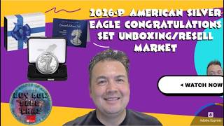 2026-P Congratulations American Silver Eagle unboxing and current resale market price on eBay