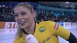 NK schaatsen in Heerenveen ijsstadion Thialf jaar 2023 met de 1000 meter vrouwen Leerdam - Femke Kok