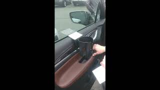 The LEDGE Auto Cup Holder installation with the window UP