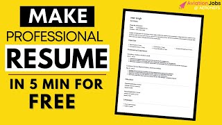 Make A Resume Online in 5 Min | free resume builder website | Aviation Resume | AeroNefs| ATS resume