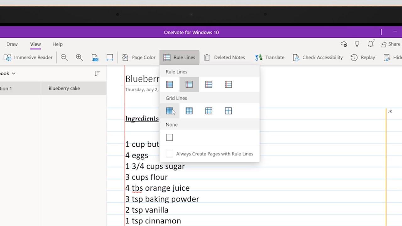 How To Add Rule Lines In Onenote For Windows 10 Youtube