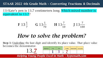 2022 STAAR Math ~ 4th Grade Converting Fractions and Decimals Part 2