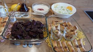 The best musakhan food with beetroot ,اكلة المسخن مع اكلة الشمندر