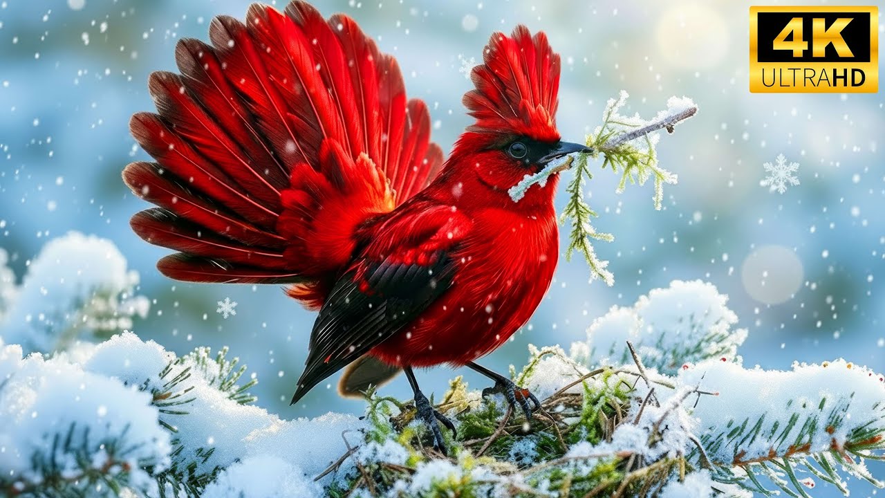 Frozen Paradise: A Spectacular Display Of Winter Birds In The Deep Snow | 4K Nature Sound