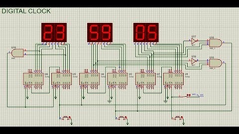 RANGKAIAN JAM DIGITAL DENGAN IC 74192 MENGGUNAKAN PROTEUS