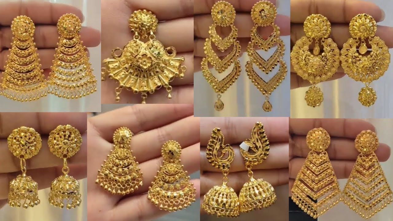 Latest Gold Jewellery Necklace Earrings Design 2023| Gold Earrings - YouTube