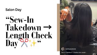 Salon Day | Protective Style Takedown | Color + Silk Press Length Check