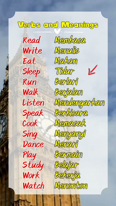 Kosakata kata kerja bahasa inggris dan artinya
