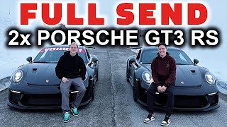 2x BLACK 991.2 GT3RS TANDEM DRIFTING IN THE MOUNTAINS  Porsche TOUGE run  OG Schaefchen