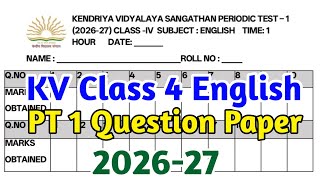 Class 4 English PT 1 Question Paper 2026-27 | Kendriya Vidyalaya Sangathan | screenshot 1