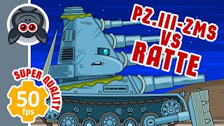 Ratte vs Pz-III-Zombie-Super-Mutant. Cartoons About Tanks