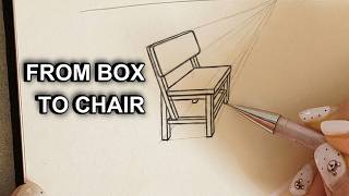 Easy Chair Drawing in 1-Point Perspective 