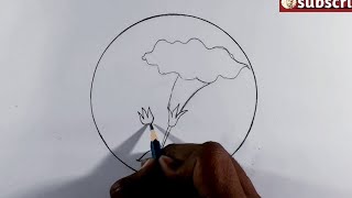 Circle drawing - easy flower drawing - easy scenery drawing - easy circle drawing - easy drawing