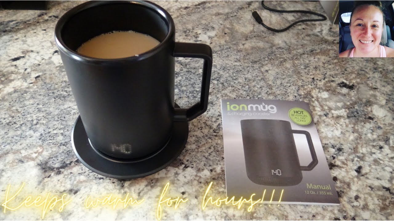 ionMug & Charging Coaster- 12oz.Black.Stainless Steel Heating