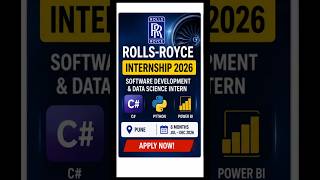 Rolls-Royce Internship 2026🔥Software Development &amp; Data Science Intern #RollsRoyce #Internship2026