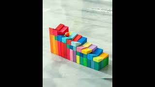 100 Pcs STAINED Large Stepped Pyramid Wooden Stacking Building Blocks