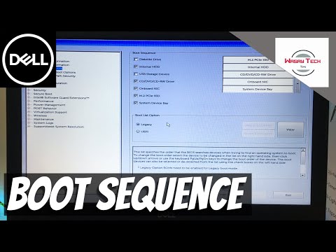 What should be the boot sequence for Dell laptop?