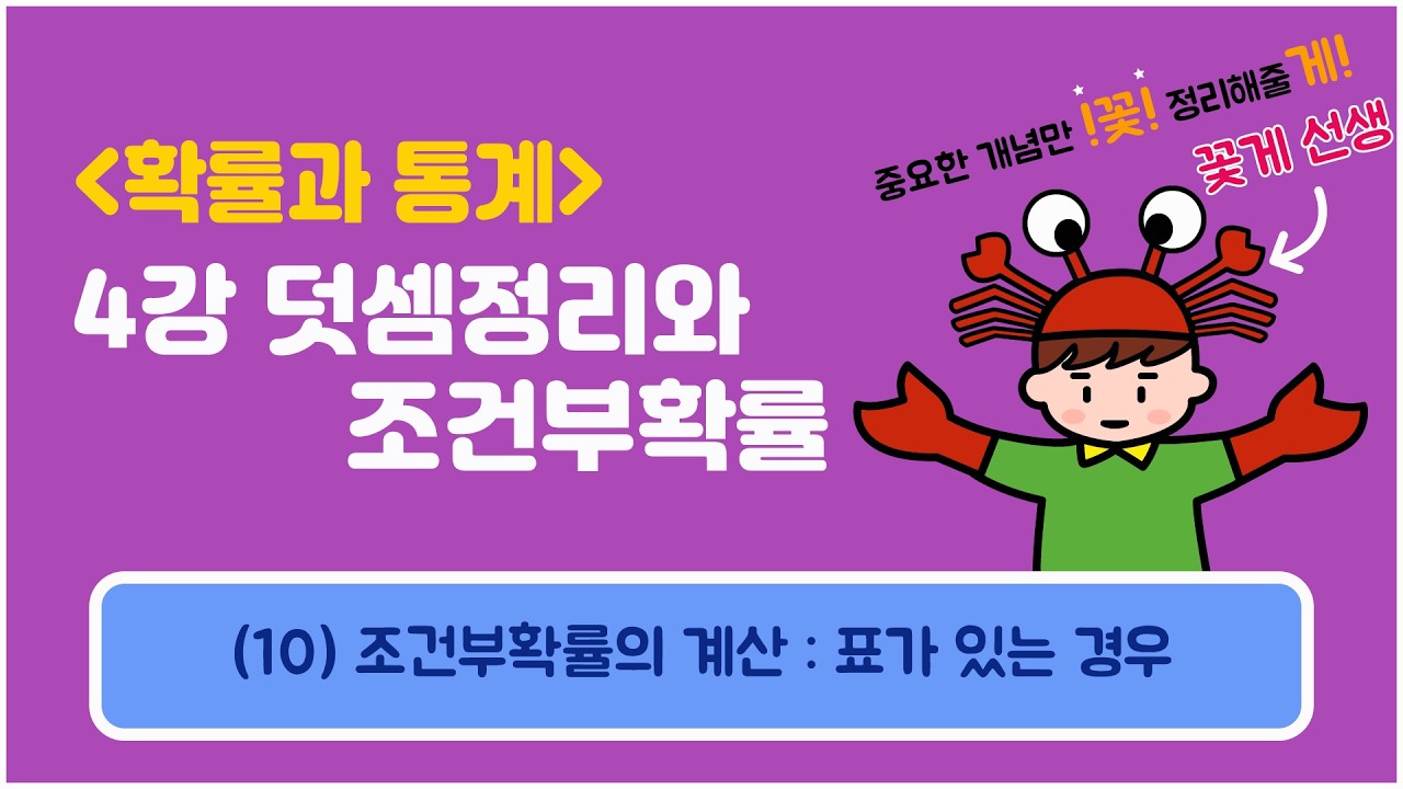 [확률과통계] 4강 덧셈정리와 조건부확률 (10) 조건부확률의 계산 : 표가 있는 경우