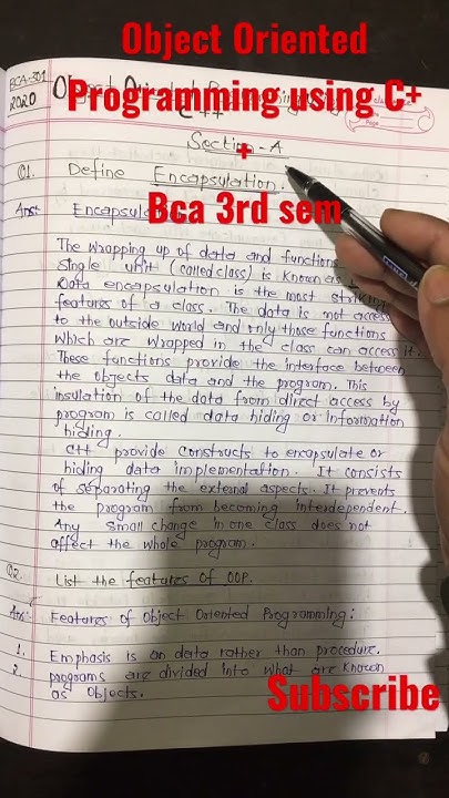 Bca-2020 (Object Oriented Programming) using C++ (Bca-301) with ...